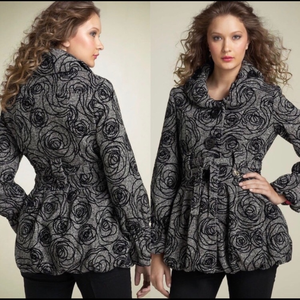 Betsey Johnson Rose Garden Wool Tweed Coat